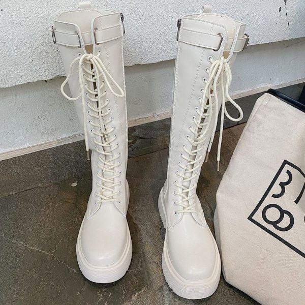 Bottes Blanches Plates Femme