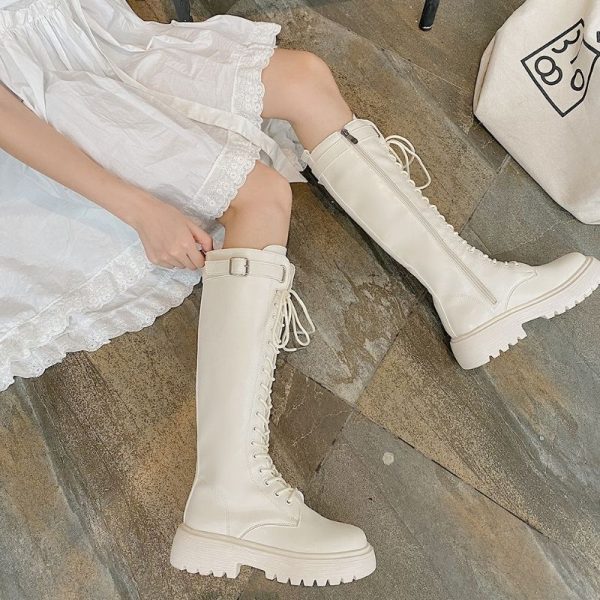 Bottes Blanches Plates Femme