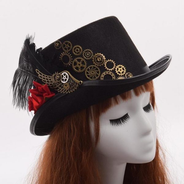 Chapeau Haut de Forme Gothique Steampunk pour Femme